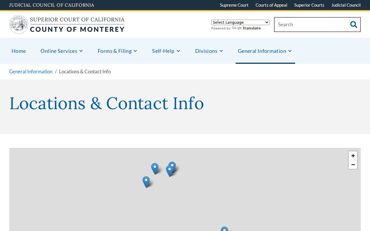 Monterey County Superior Court locations including Monterey Courthouse