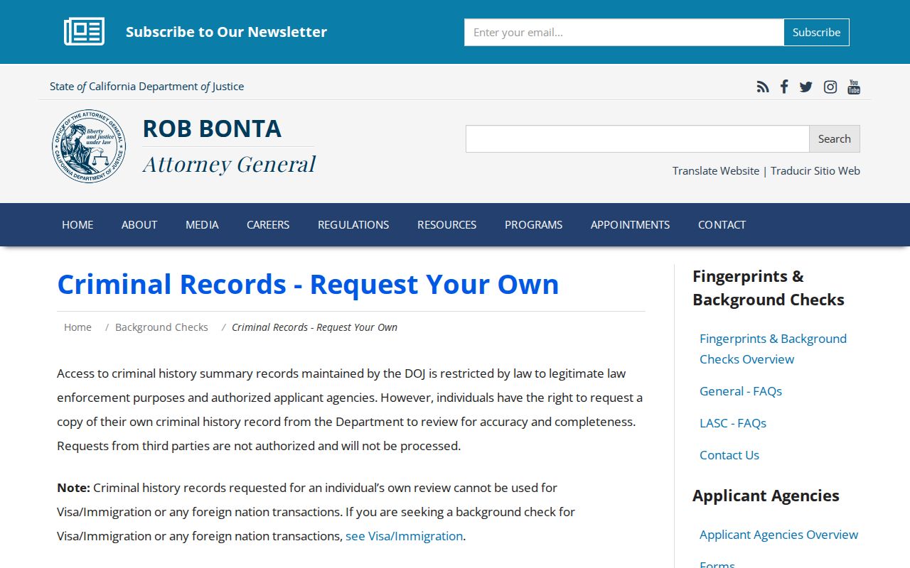 Monterey County criminal history DOJ record review